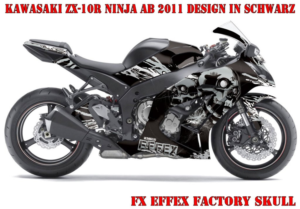 Beispiel Bild für die Farben, Skull Schwarz für Kawasaki ZX-10R Ninja 2011-2015